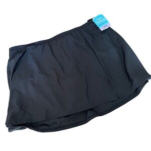 Women's Black Tummy Control Swim Skirt Brief Bottom Size 24W NWT